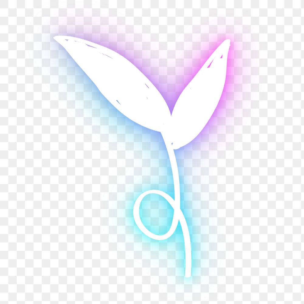 Neon purple leaf png glowing sign