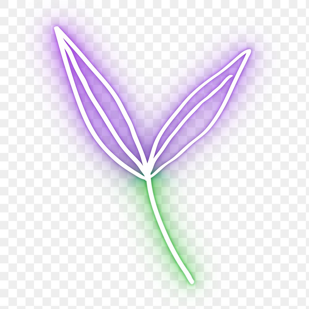 Png neon purple leaf glowing sign