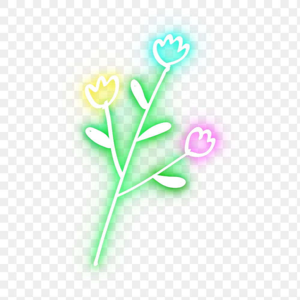 Neon small flowers png summer floral