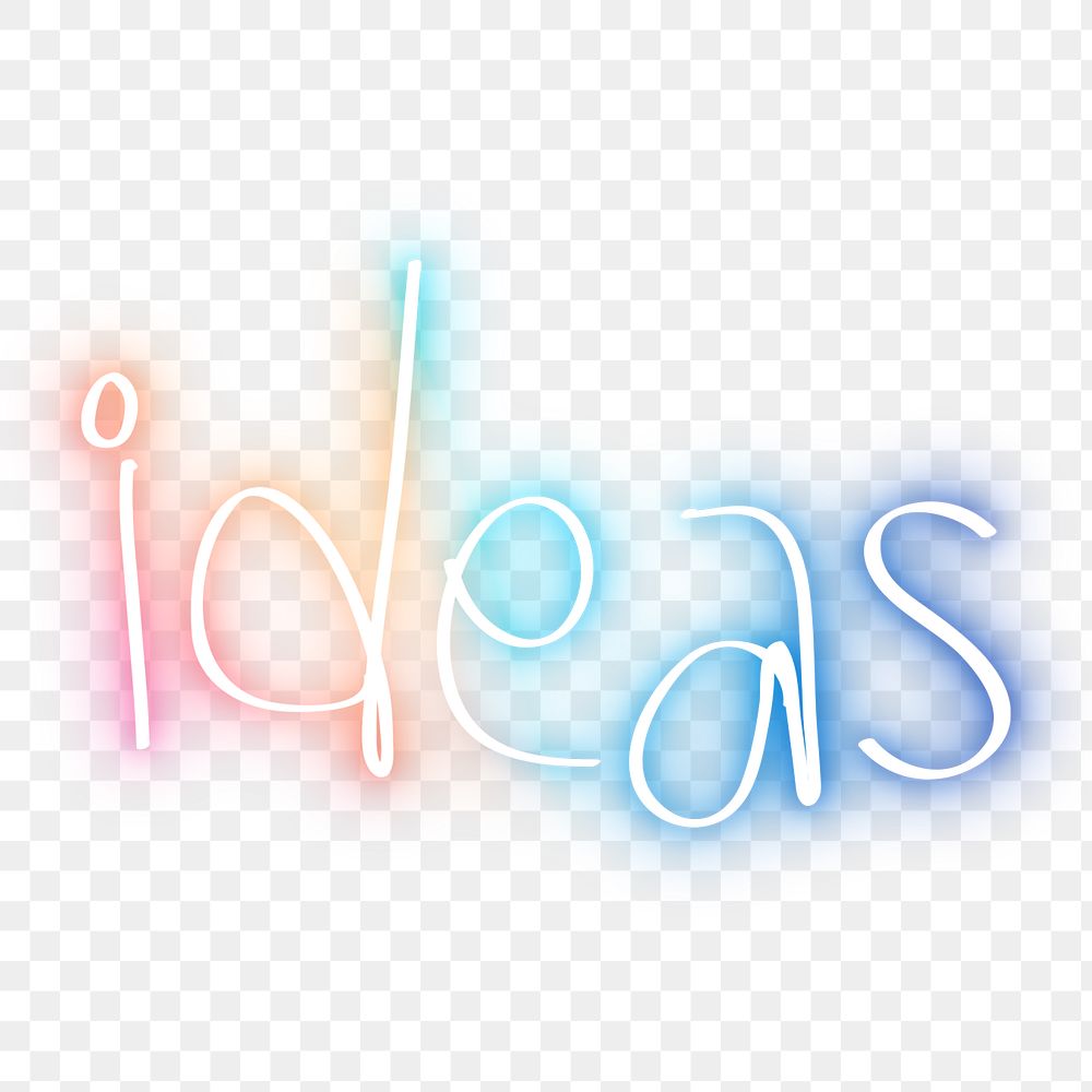 Ideas word neon rainbow png doodle
