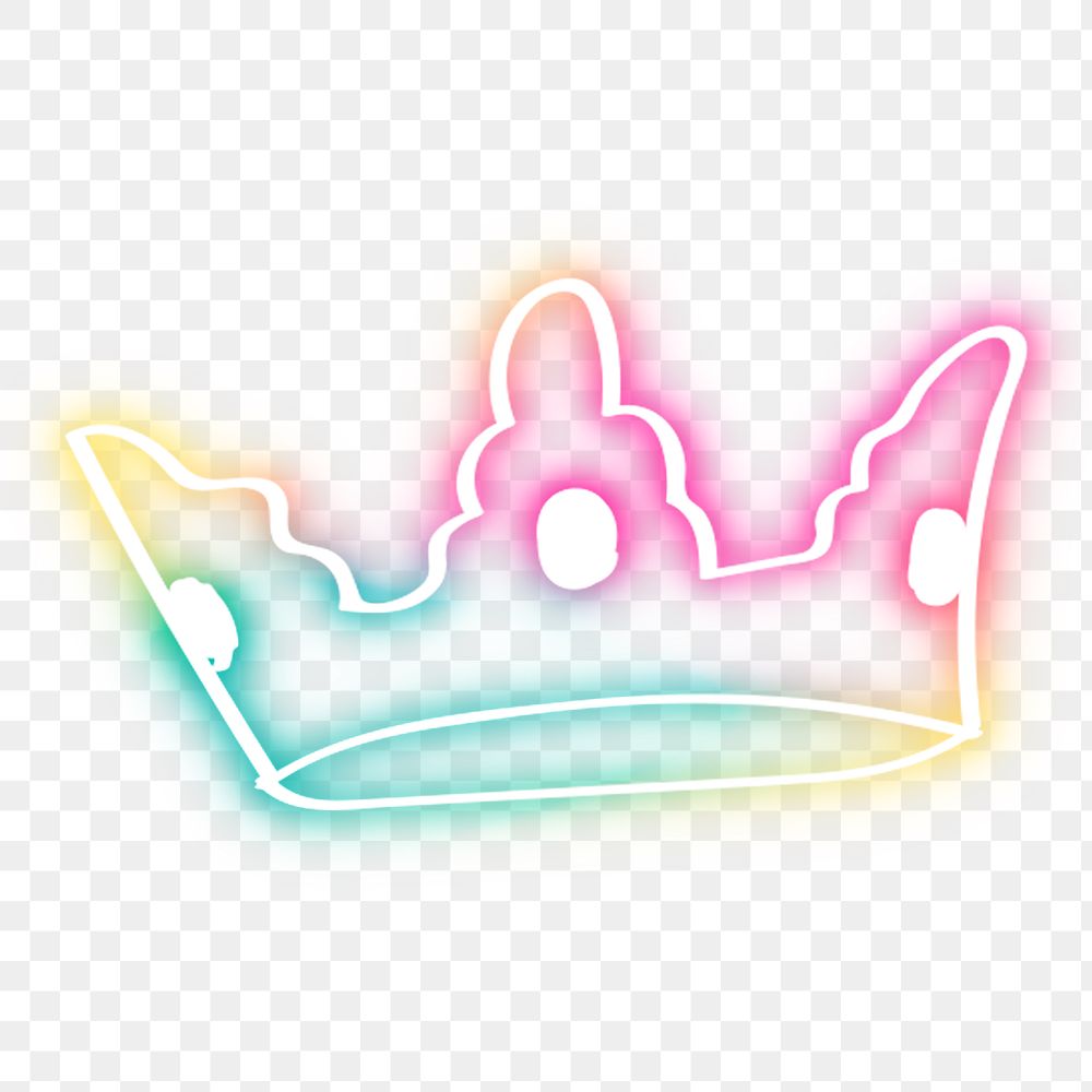 Png colorful neon glow crown doodle