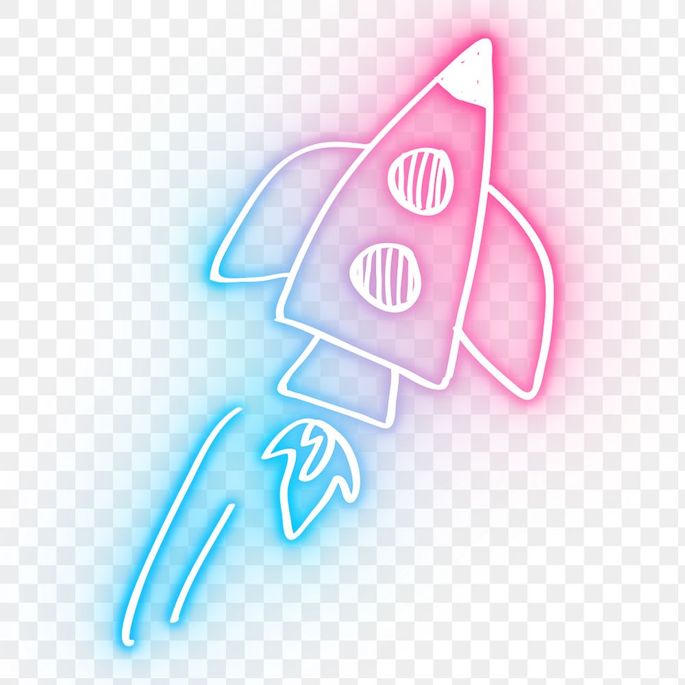 Rainbow spacecraft png neon doodle