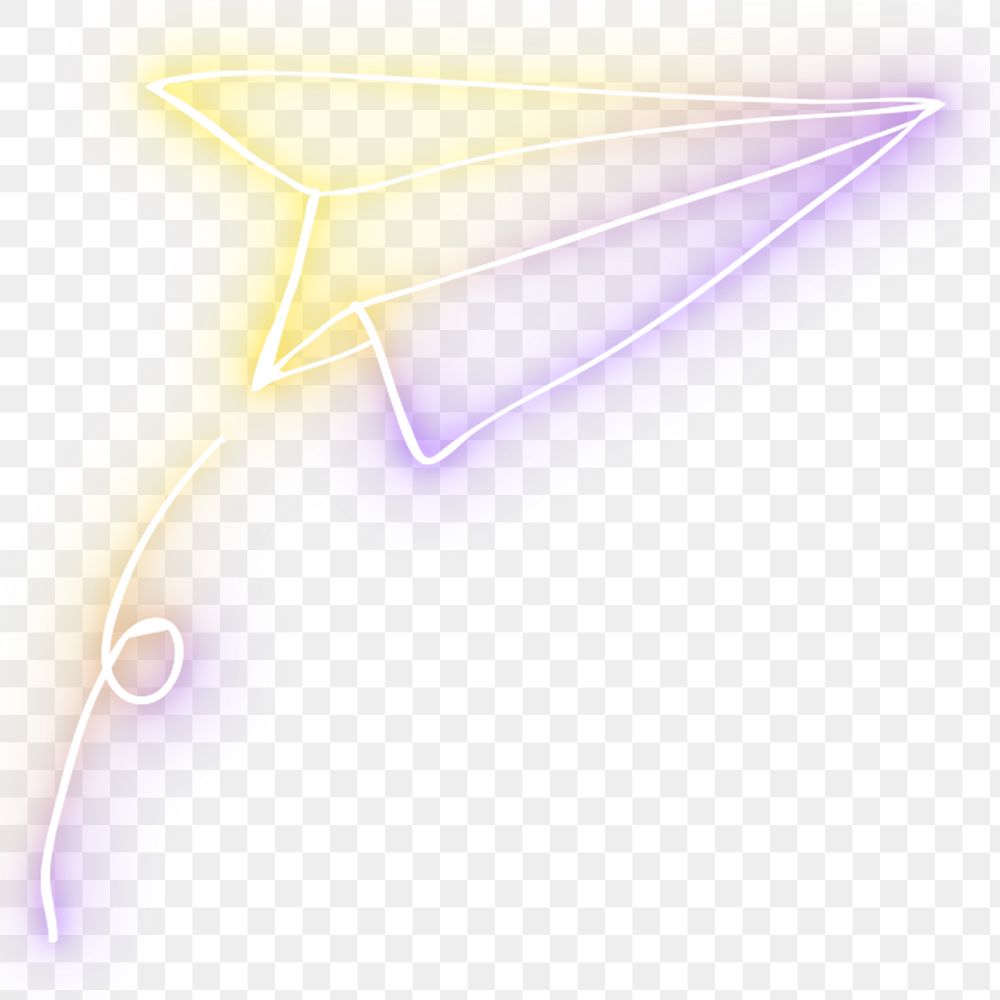 Rainbow neon origami plane png doodle