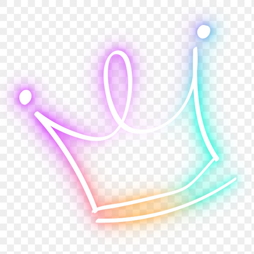 Rainbow neon png crown glow doodle