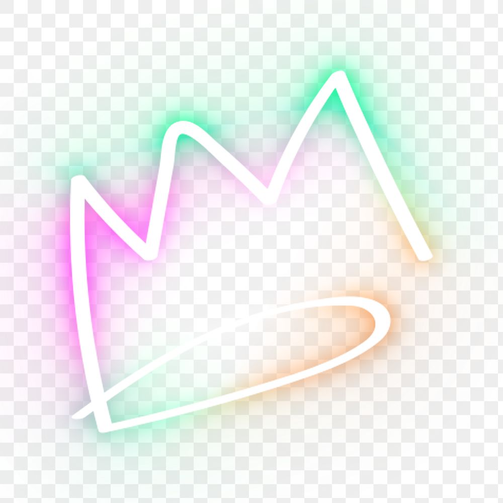 Rainbow crown doodle glow neon png illustration