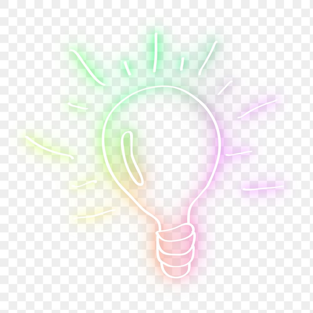 Png rainbowl neon glow light bulb doodle