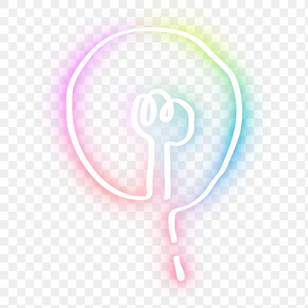 Rainbow led bulb doodle glow neon png illustration
