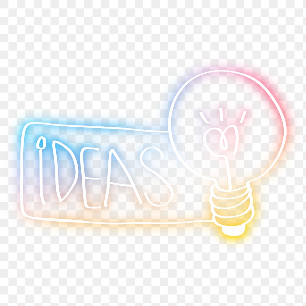 Rainbow ideas light bulb png neon doodle