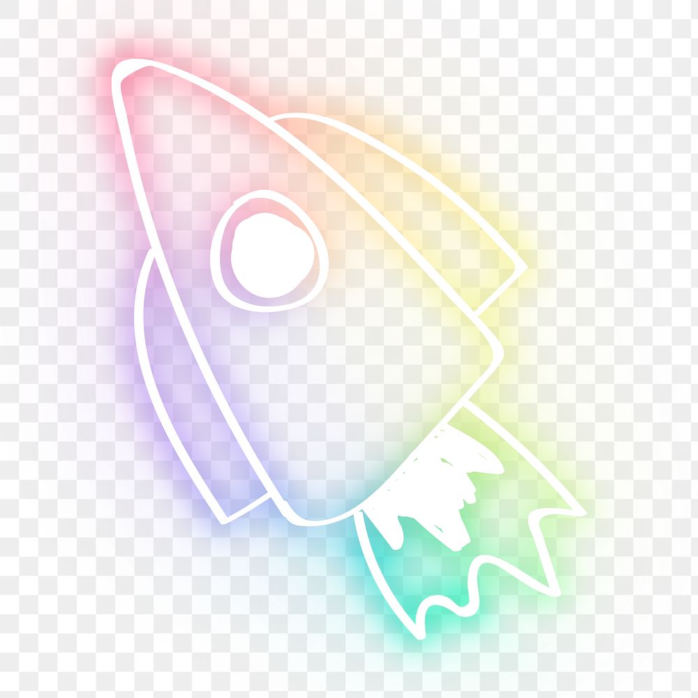 Rainbow rocket png neon doodle