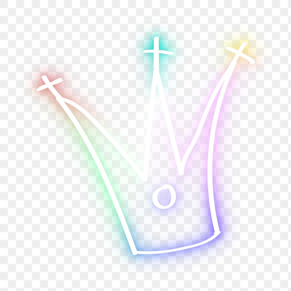 Rainbow crown doodle glow neon png illustration