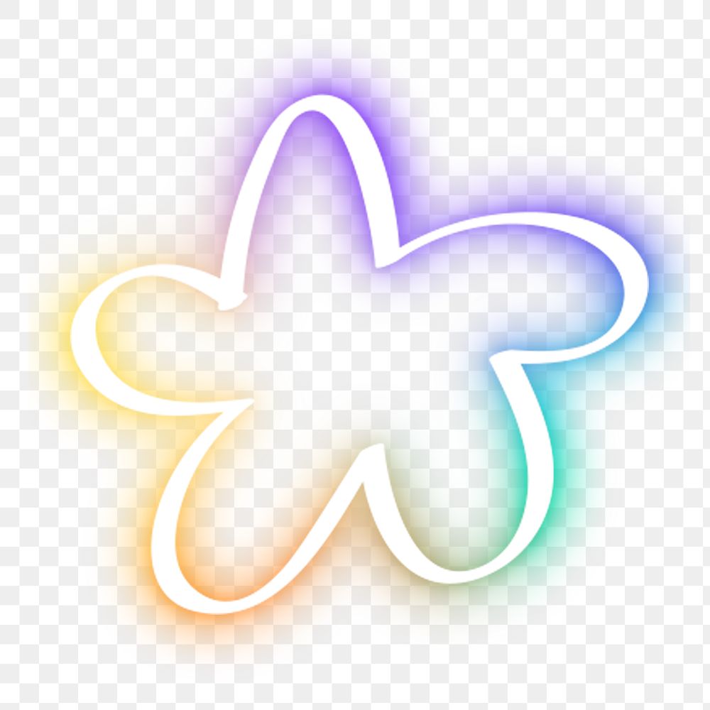 Glow rainbow neon star doodle png illustration