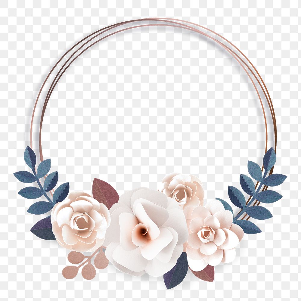 Round frame paper craft floral Premium PNG rawpixel