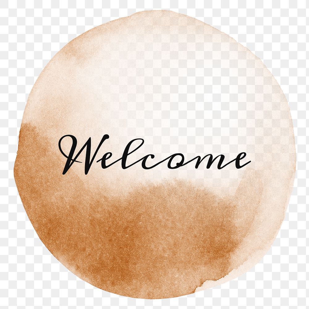 Word welcome on a coffee cup stain design element