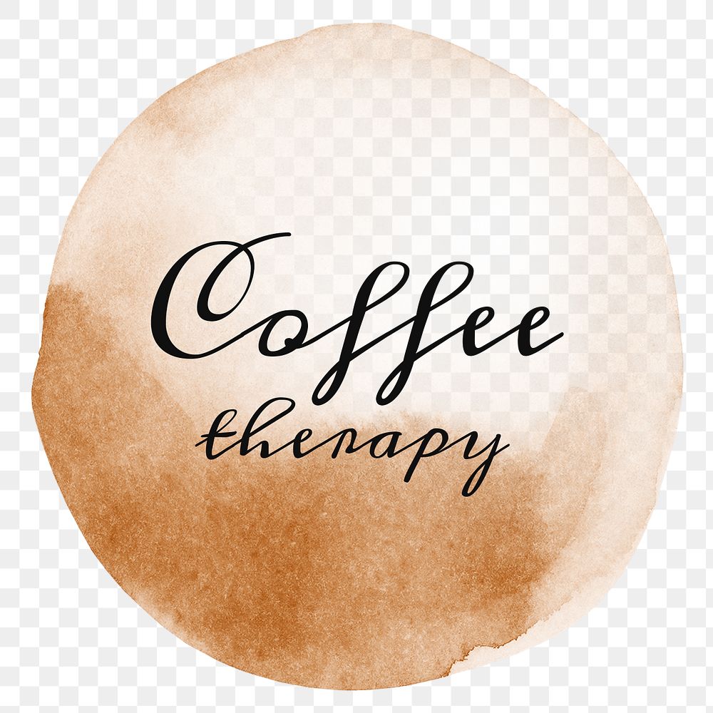 Coffee therapy text on a coffee cup stain design element