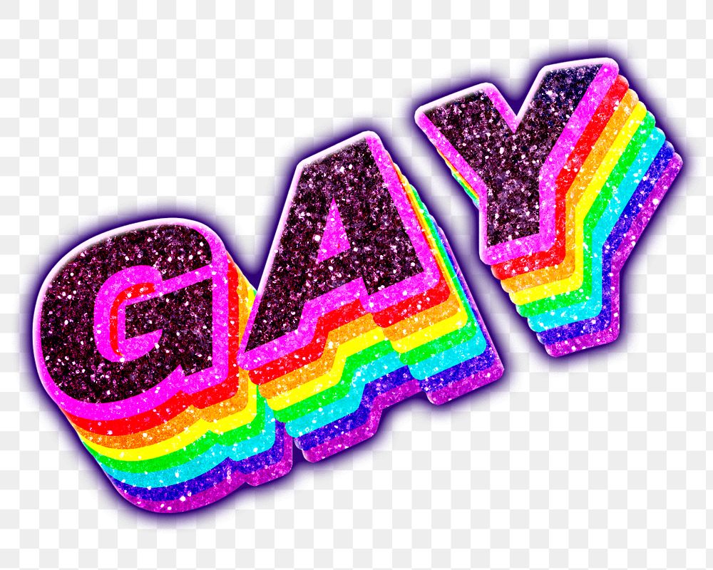 Gay word rainbow 3D png word art