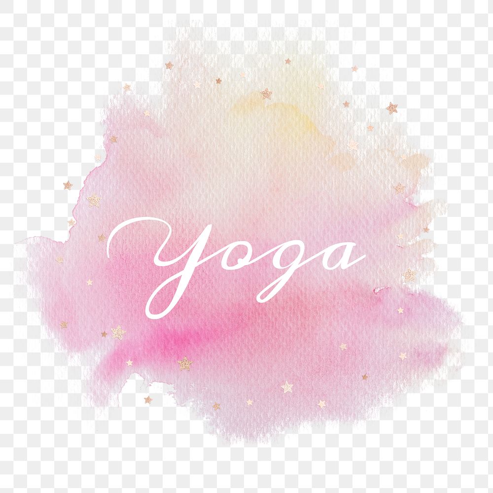 Yoga calligraphy png on gradient pink