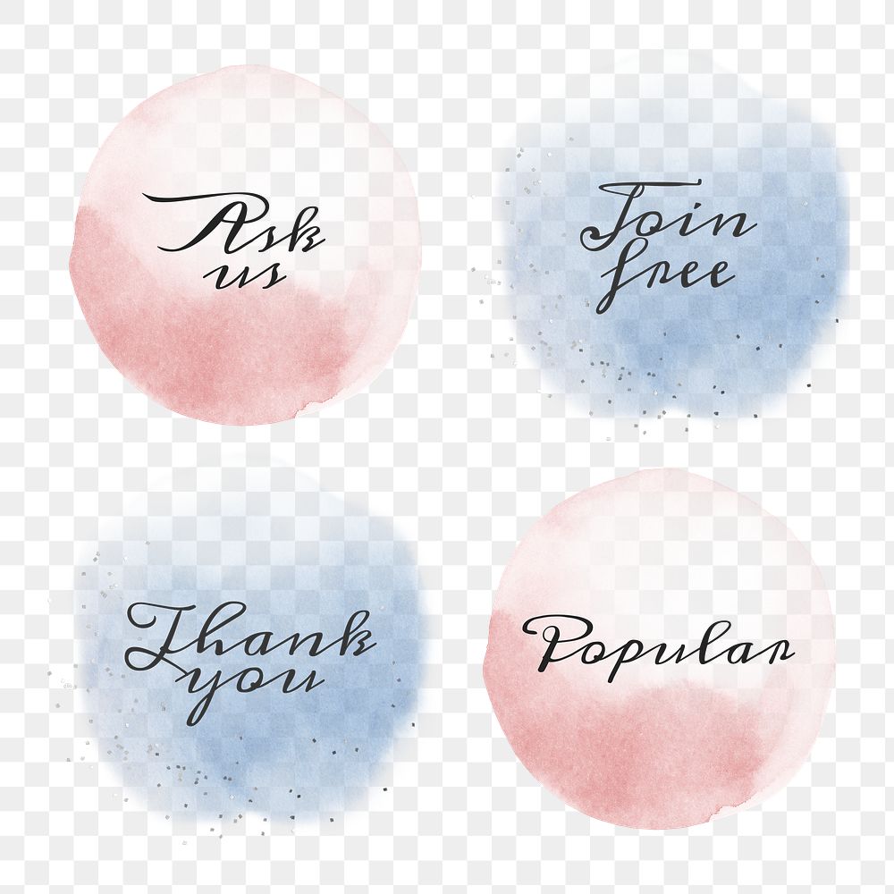 Watercolor calligraphy badge set in pastel