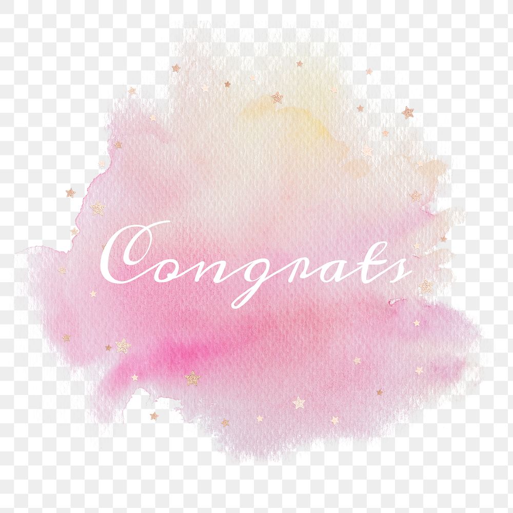 Congrats calligraphy png on gradient pink watercolor texture
