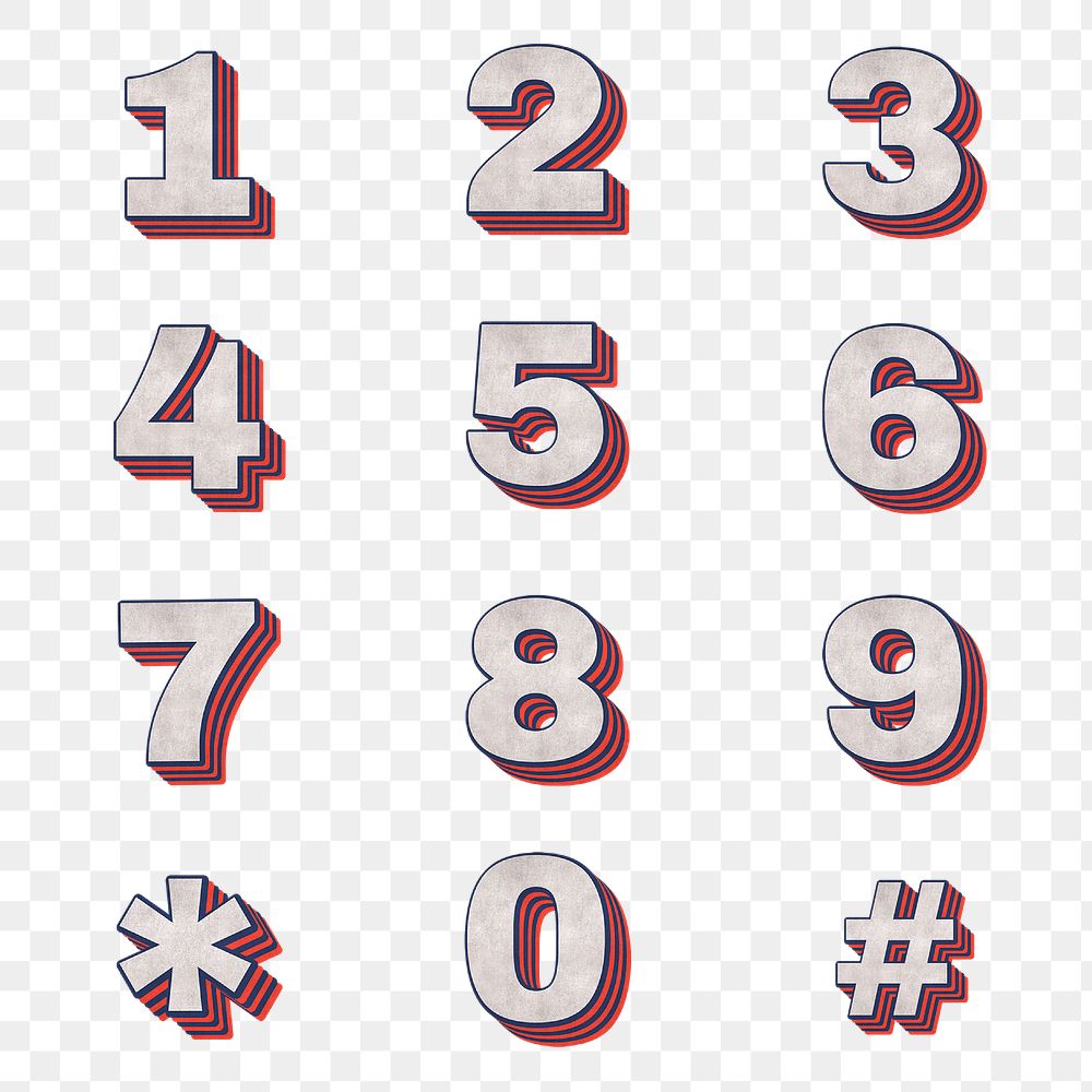 numbers png retro typography printable free png rawpixel