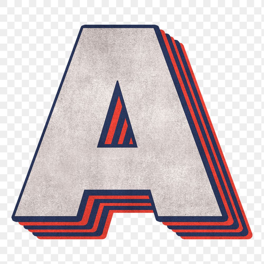 Letter A png layered effect alphabet text