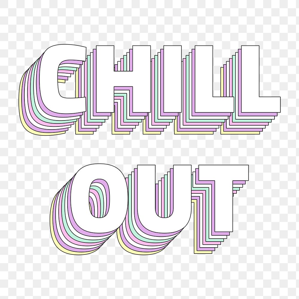 Chill out layered typography png retro word