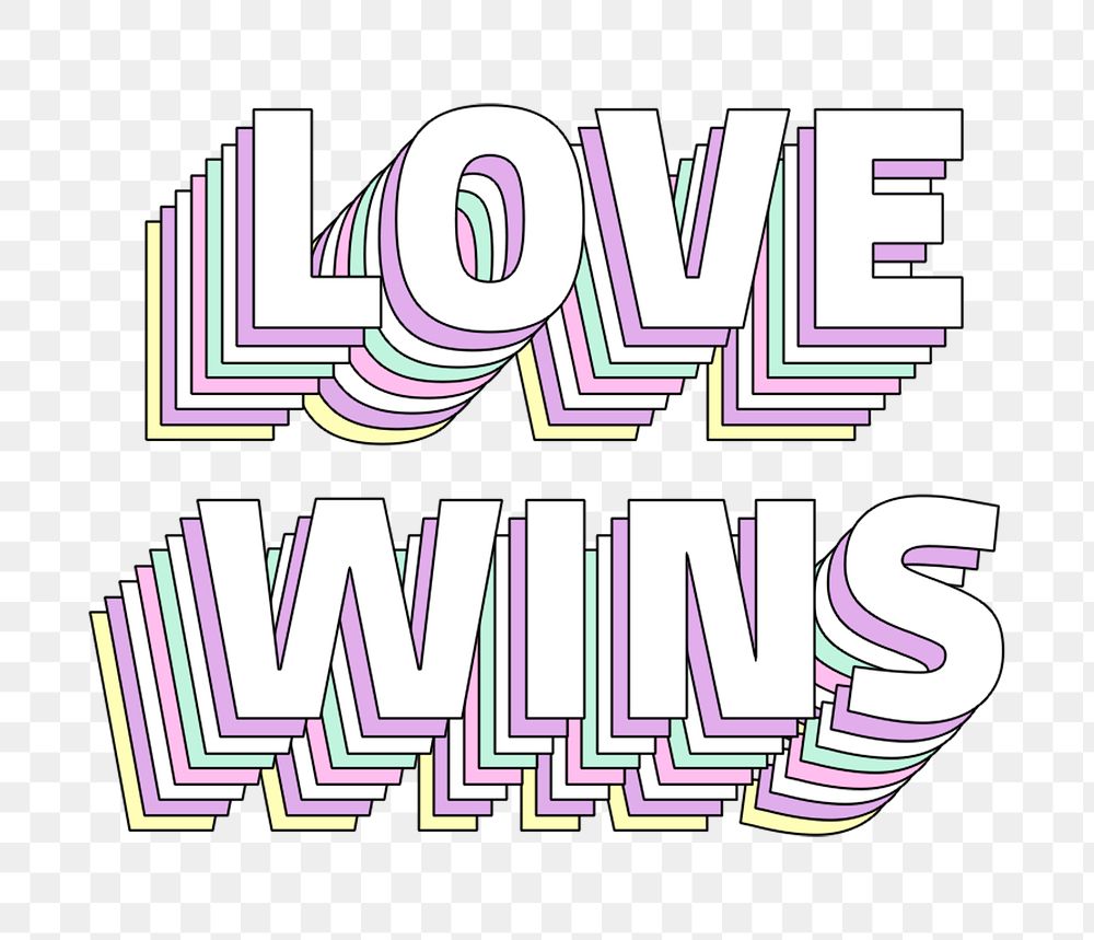 Love wins layered png typography | Free PNG Sticker - rawpixel