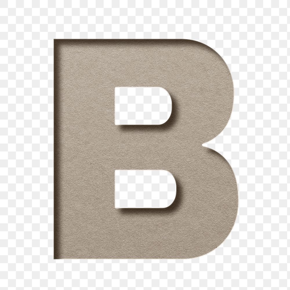 Capital letter b png 3d paper cut font typography