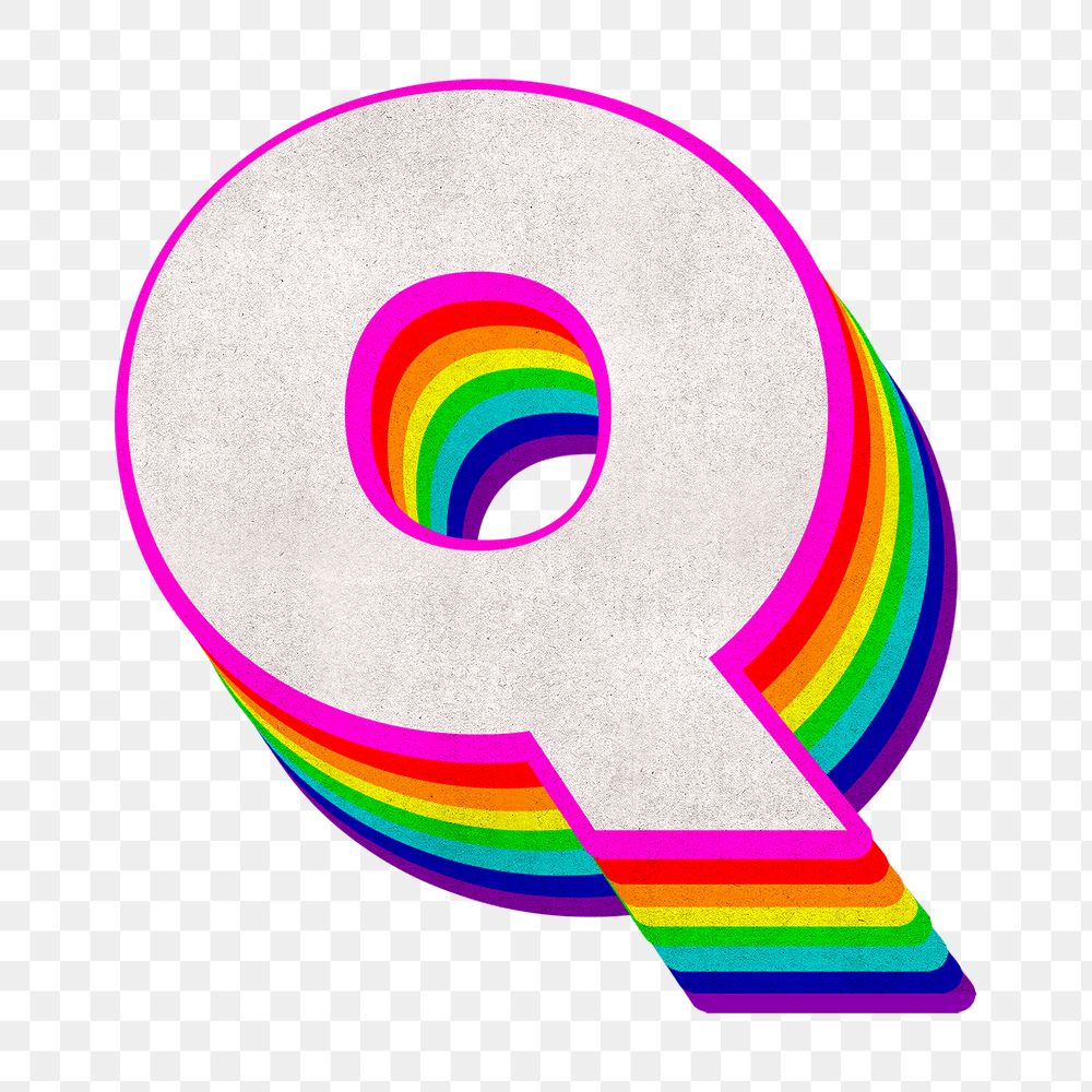 Png letter q rainbow typography lgbt pattern