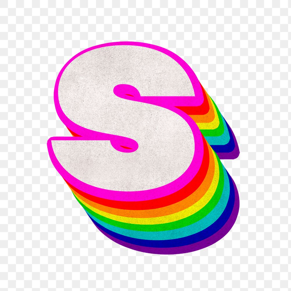 Png alphabet s 3d vintage rainbow font typography