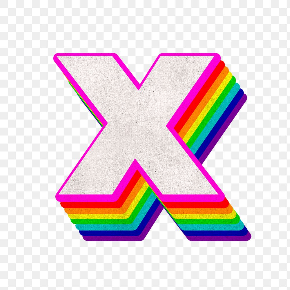 Png letter x rainbow typography Free PNG Sticker rawpixel