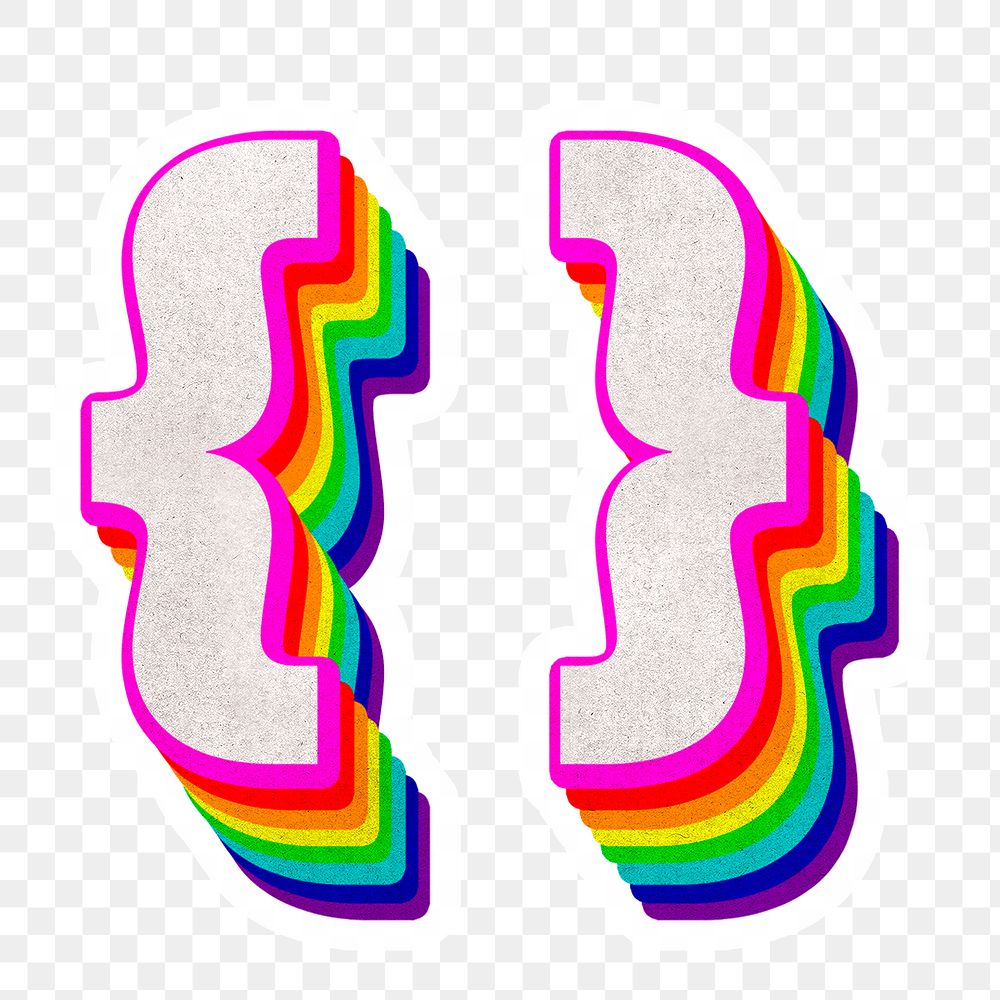 Png curly brackets sign rainbow Free PNG Sticker rawpixel