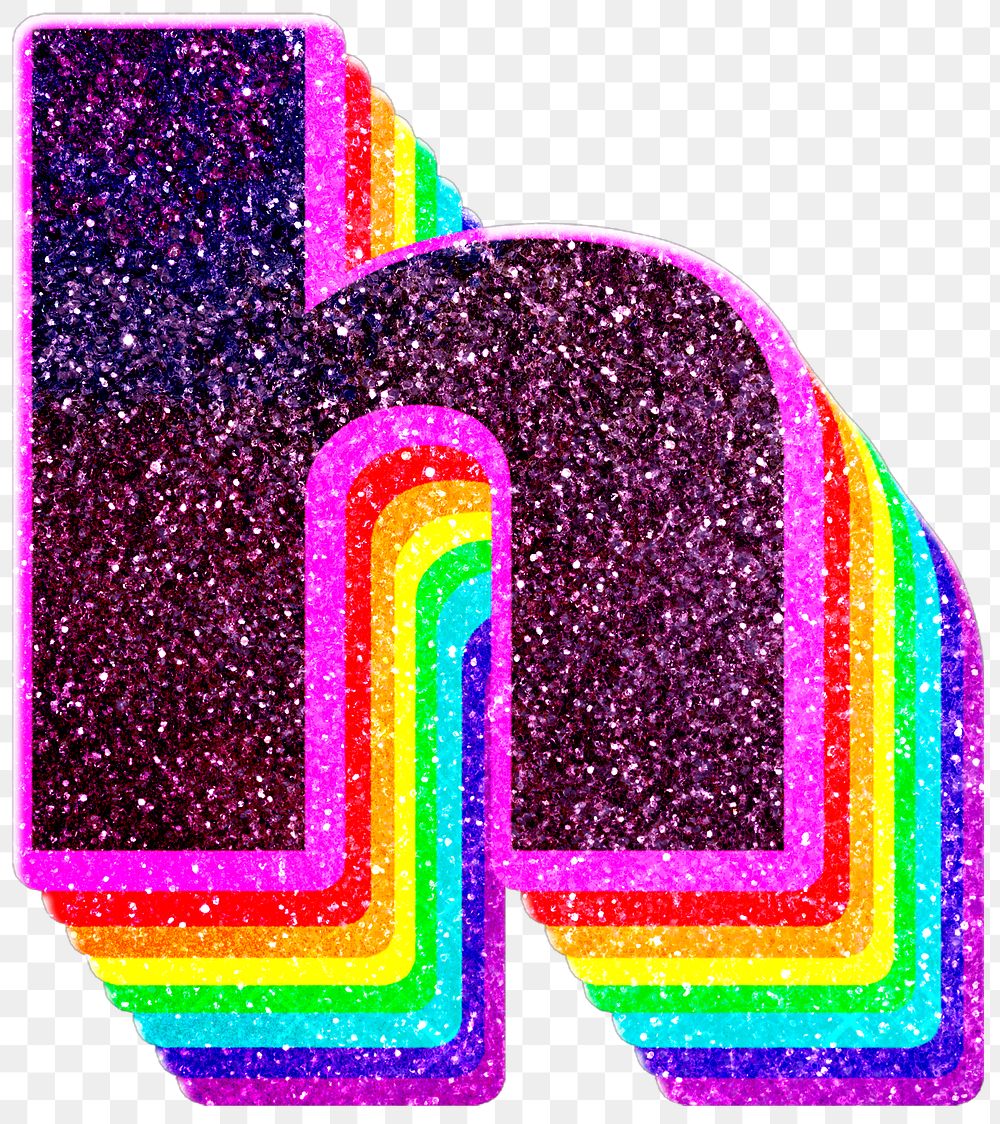 h letter layered rainbow glitter free png sticker rawpixel