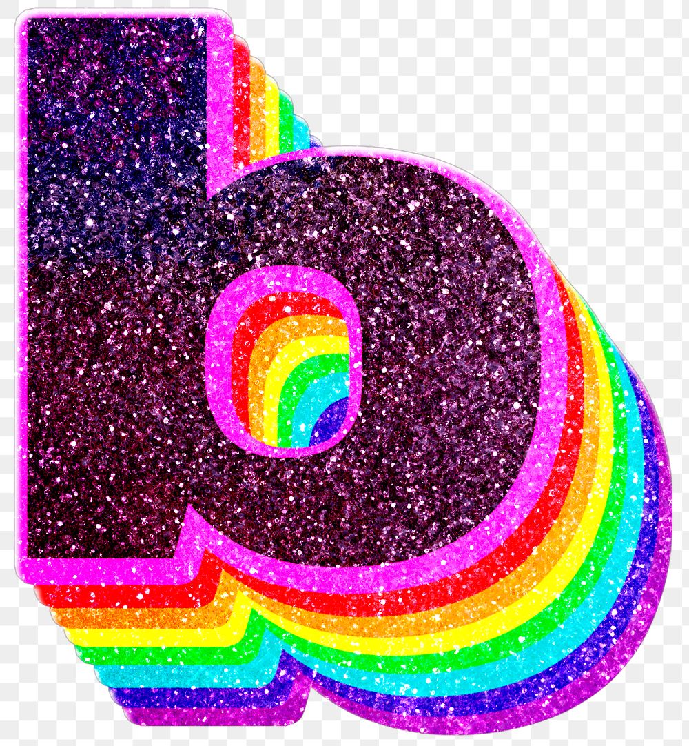 B letter layered rainbow glitter | Free PNG Sticker - rawpixel