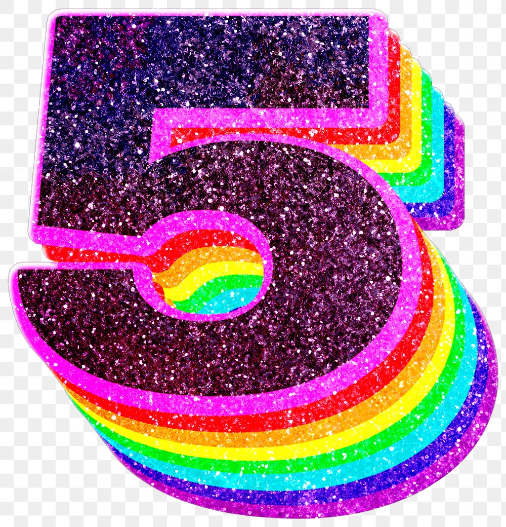 Png number 5 rainbow 3d | Free PNG Sticker - rawpixel