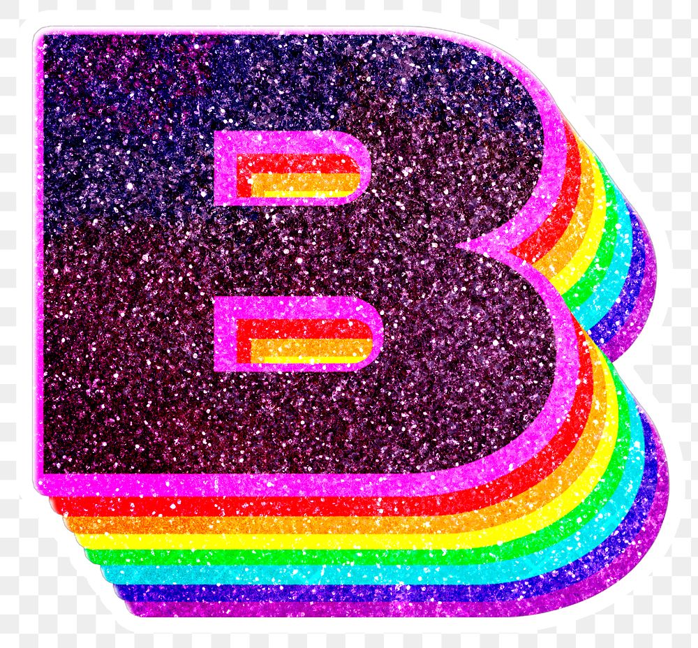 B Letter Layered Rainbow Glitter | Free PNG Sticker - Rawpixel