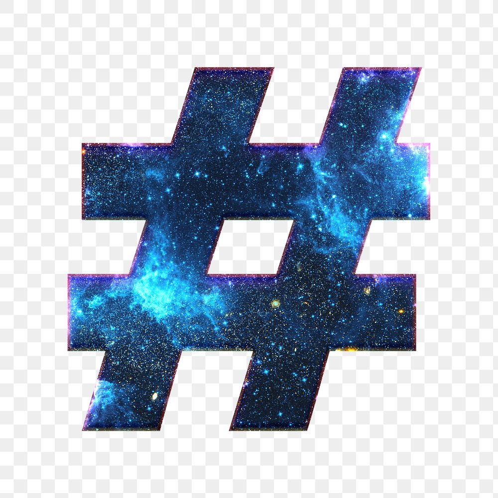 Hashtag sign png galaxy effect blue symbol