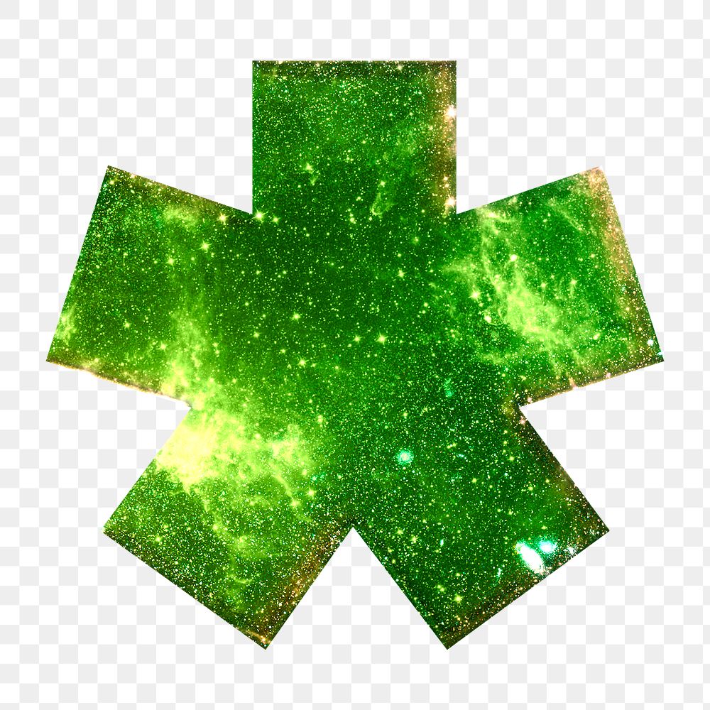 Asterisk symbol png space effect green sign