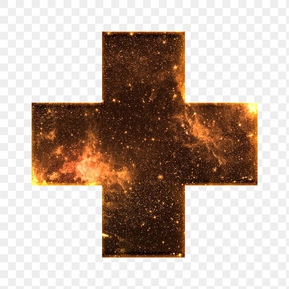 Plus sign galaxy effect png brown symbol
