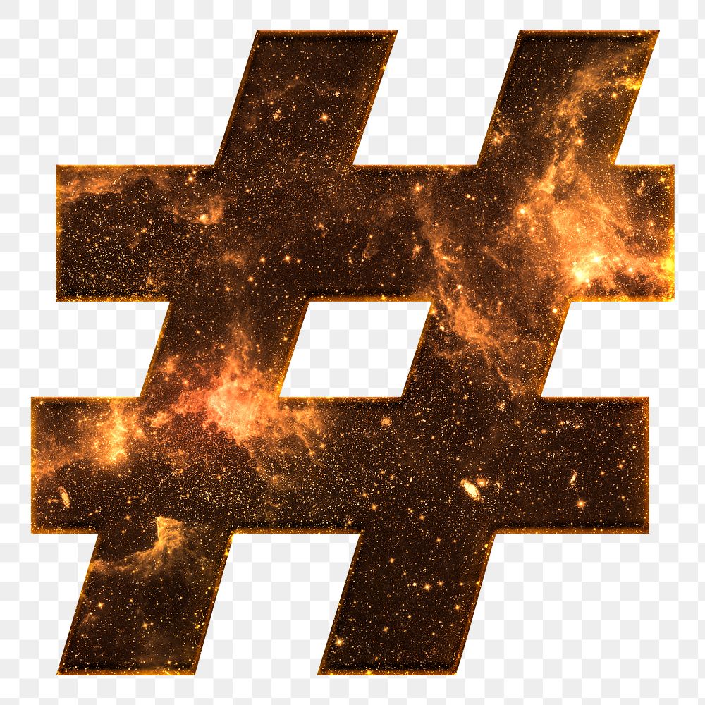 Hashtag sign png stellar effect brown symbol