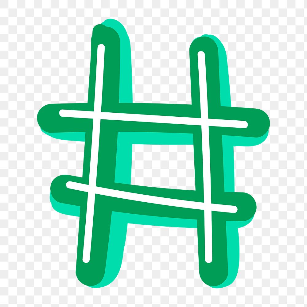 Hashtag symbol doodle png typography