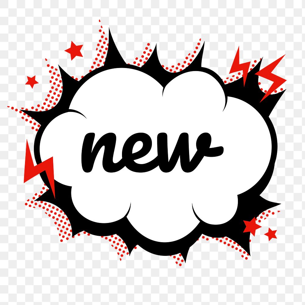 Png new word speech bubble comic clipart