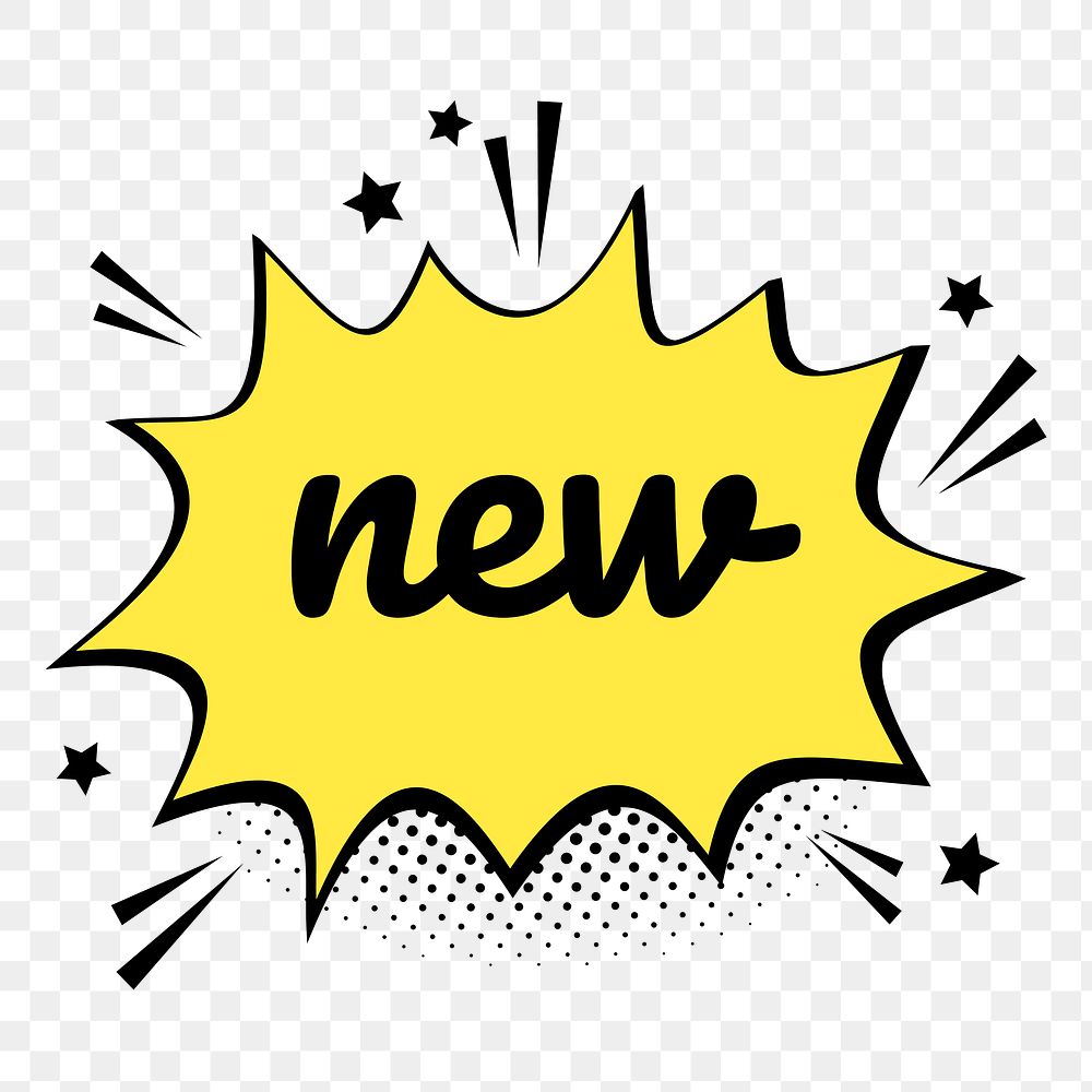 Png colorful new word speech bubble comic lettering