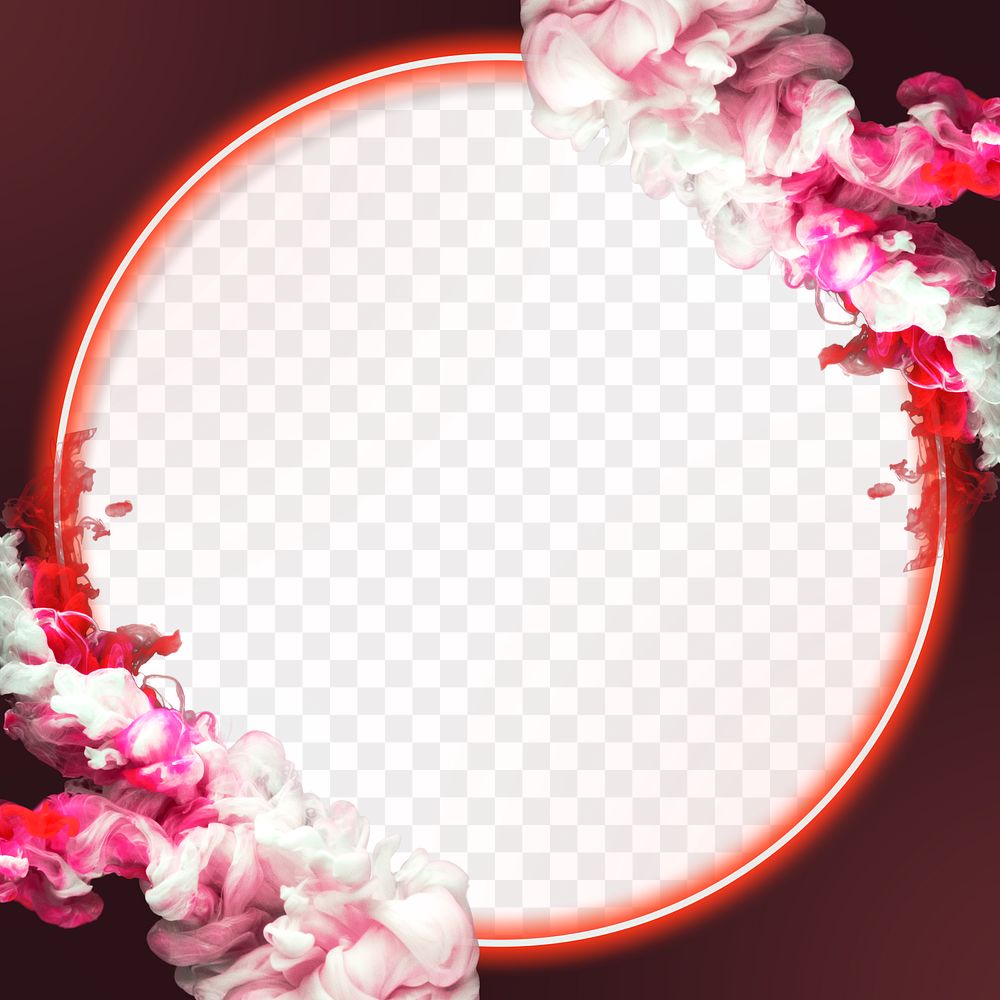 Red neon frame png smoke effect