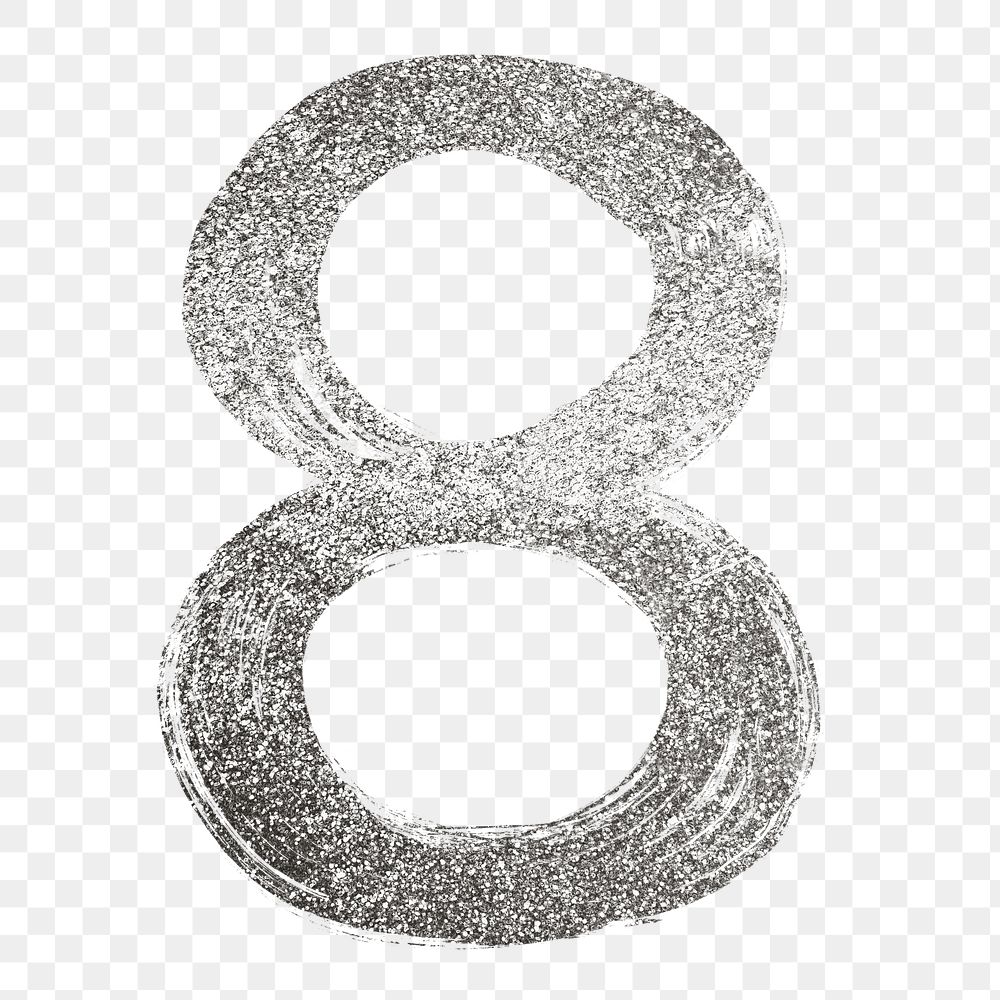 Silver glitter 8 number png | Free PNG Sticker - rawpixel