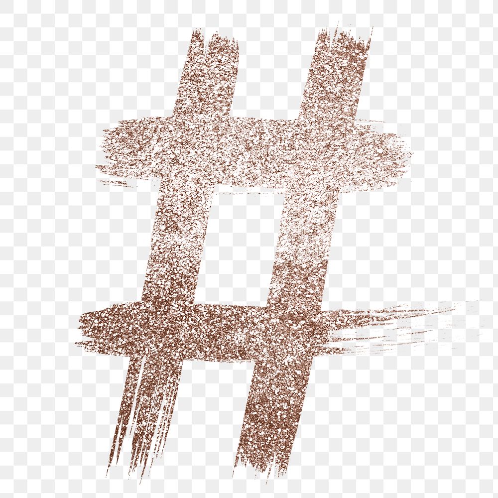 Glitter hashtag symbol brushed rose gold typography