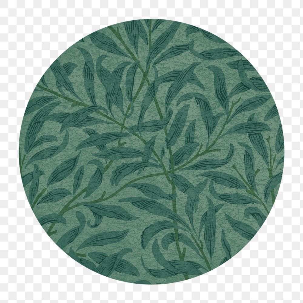 Png willow bough round sticker remix from artwork by William Morris