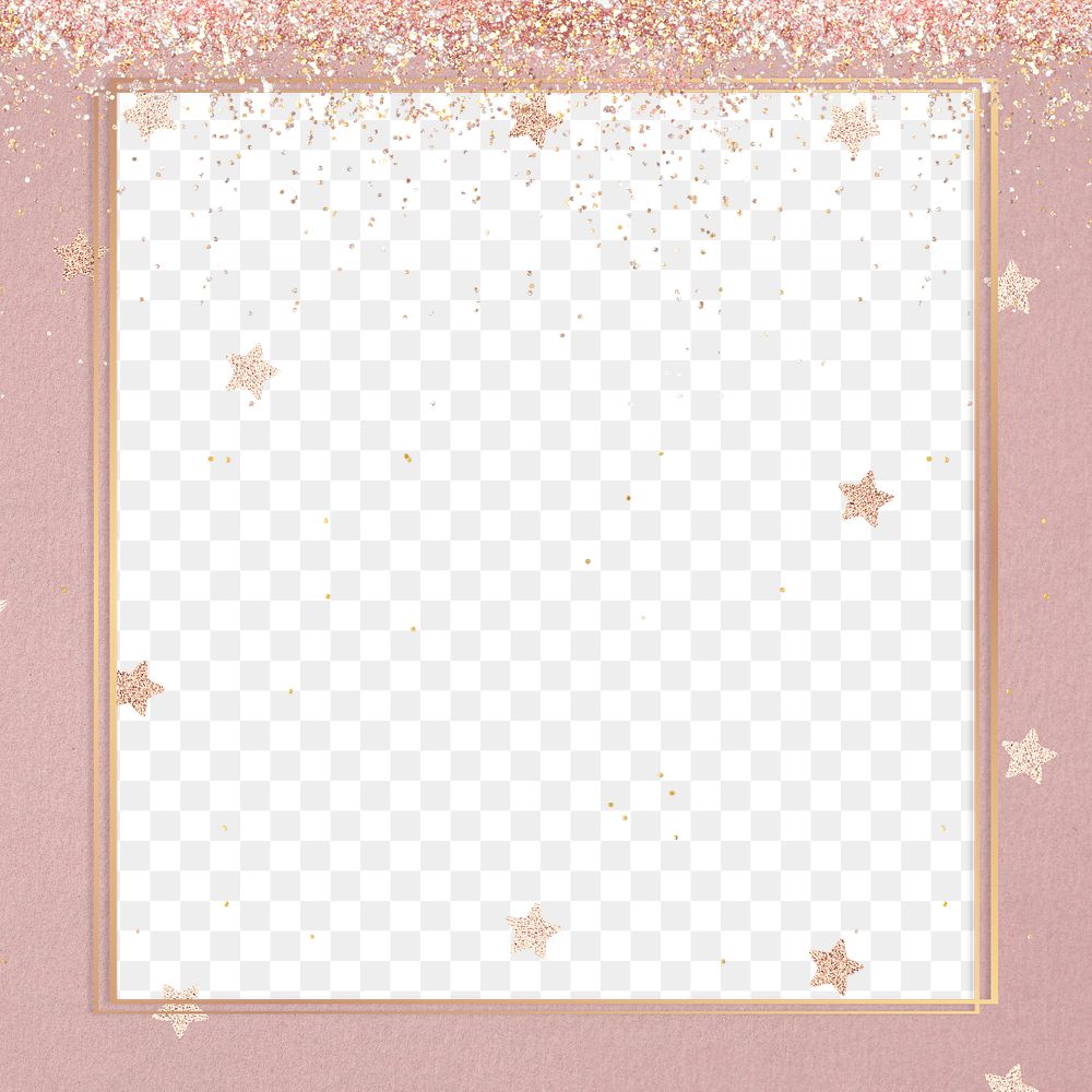 Festive shimmery png frame star pattern 