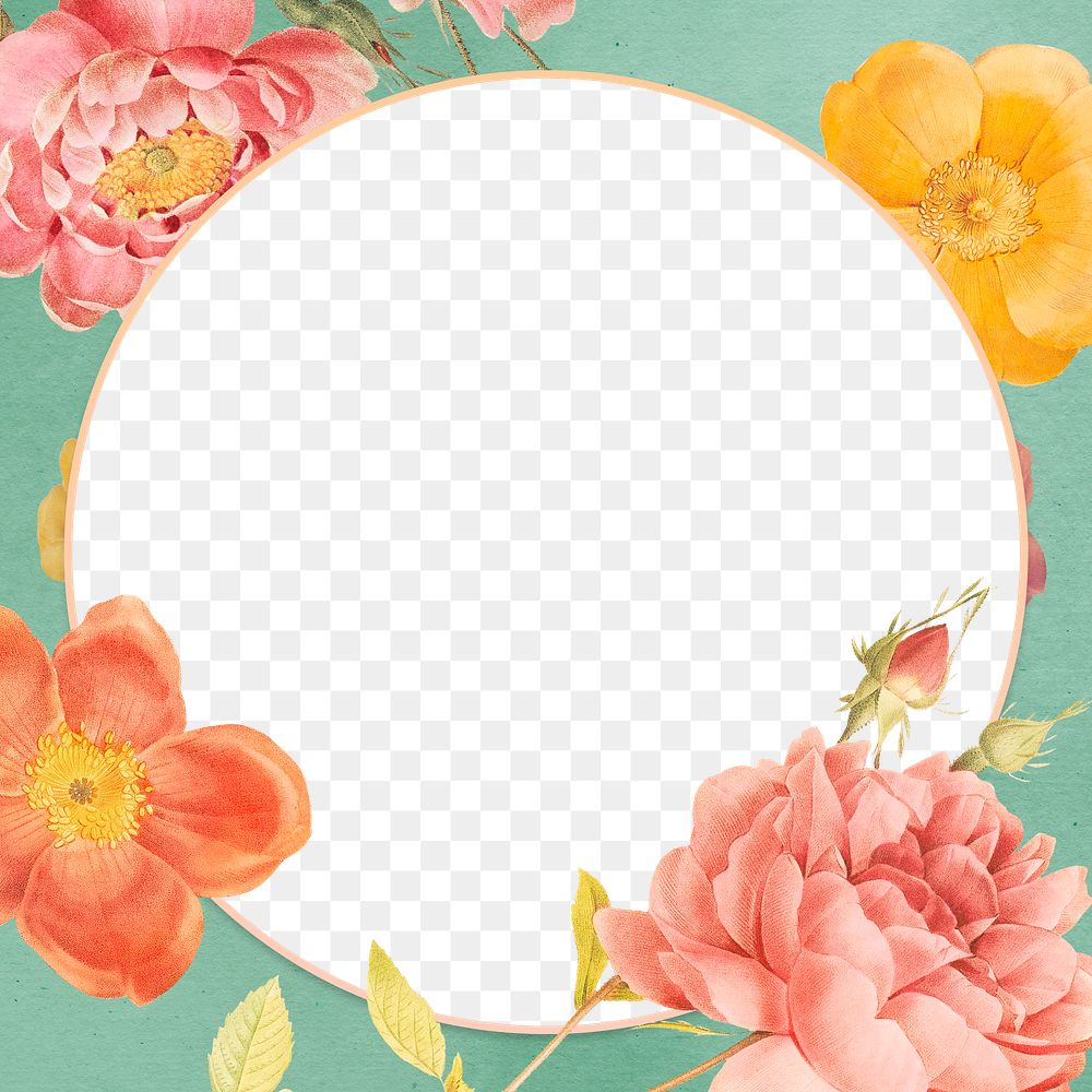 Colorful flower adorned png frame