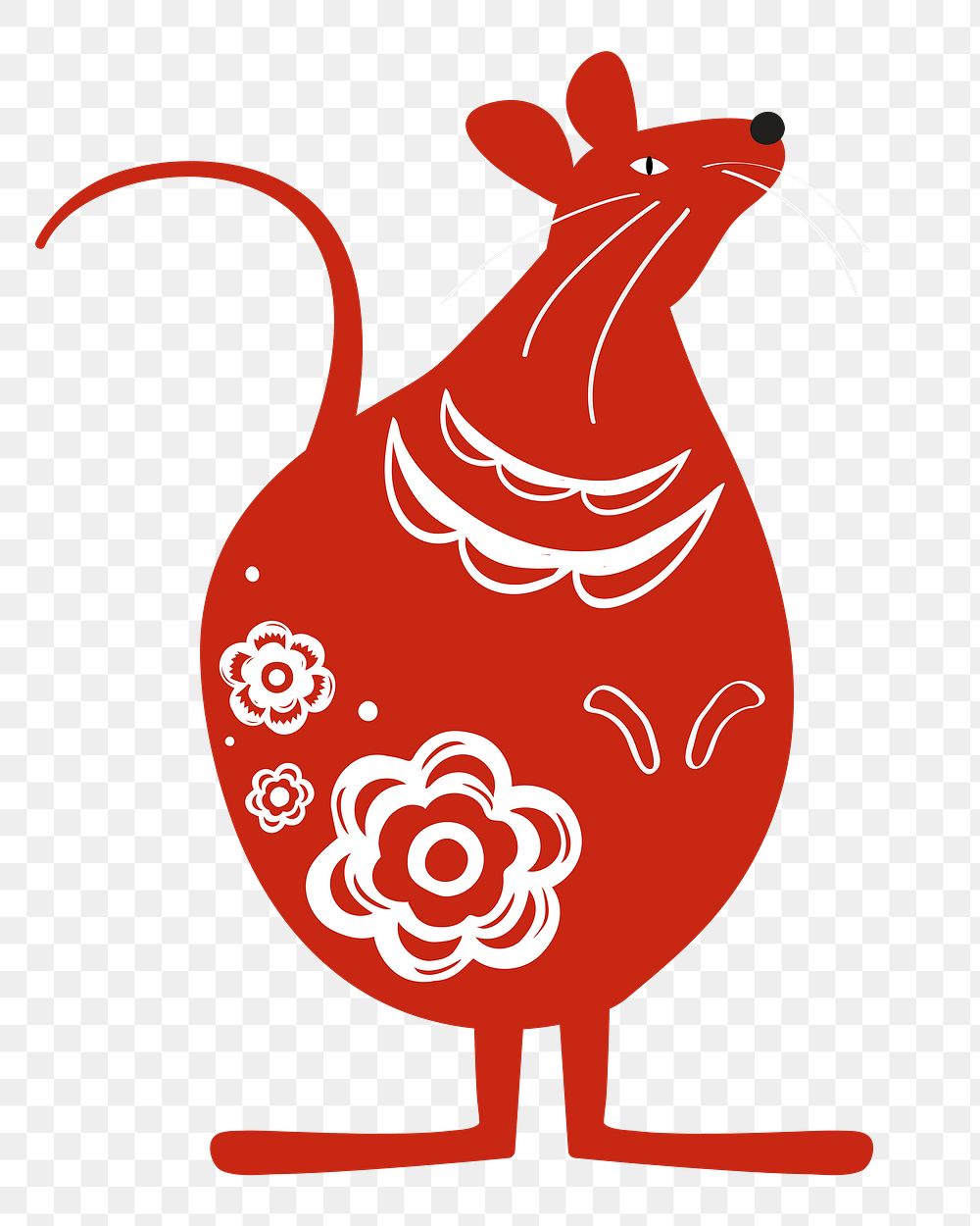 Rat classic red png Chinese zodiac sign design element