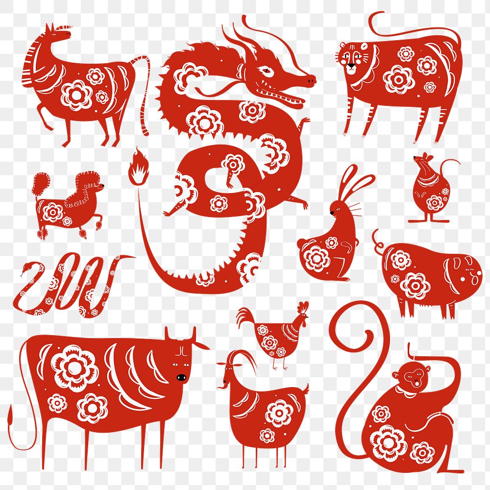 Red  Chinese zodiac animals png transparent collection